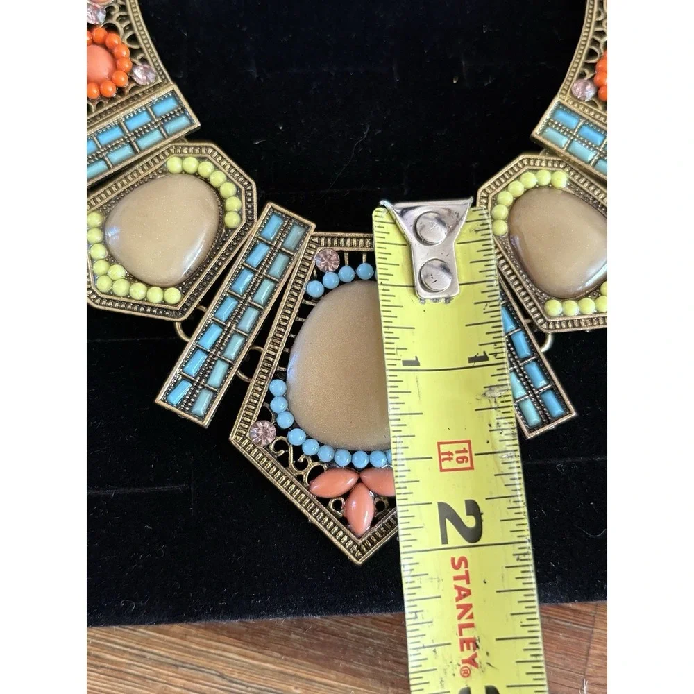 BETSEY JOHNSON Necklace Fantasy Island Time Multicolor Lucite & Bead Blue Orange